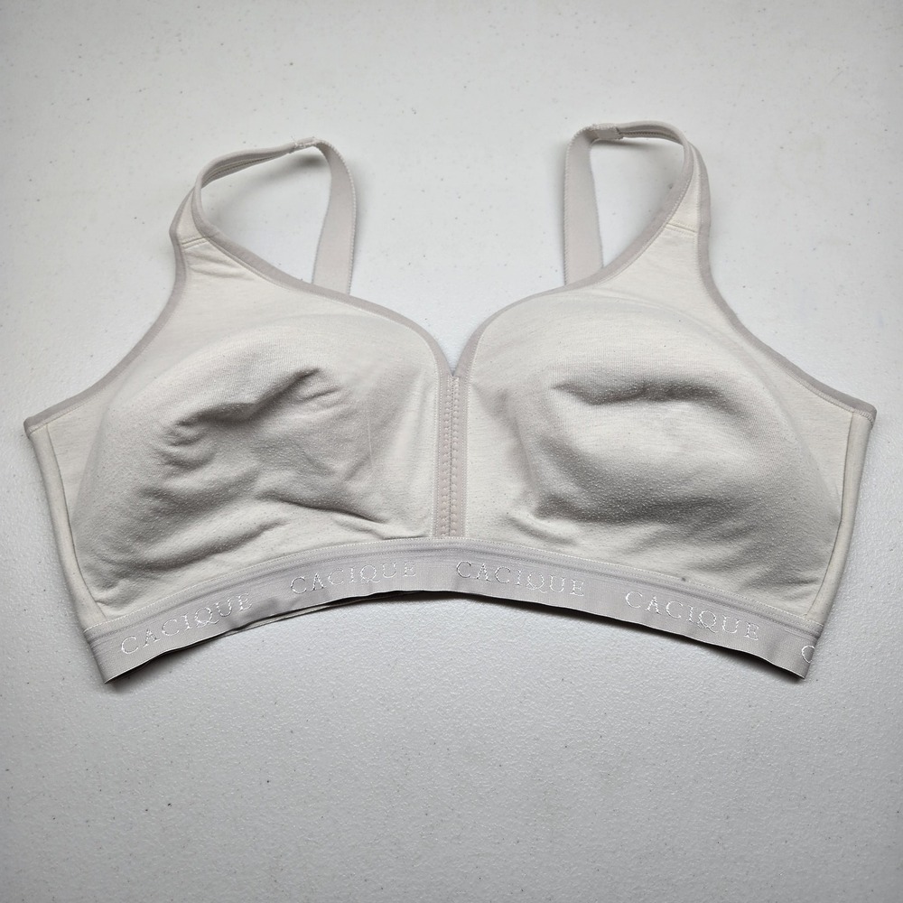 Cacique Women Bra 42DDD Beige T Shirt Wireless Strap Adjustable